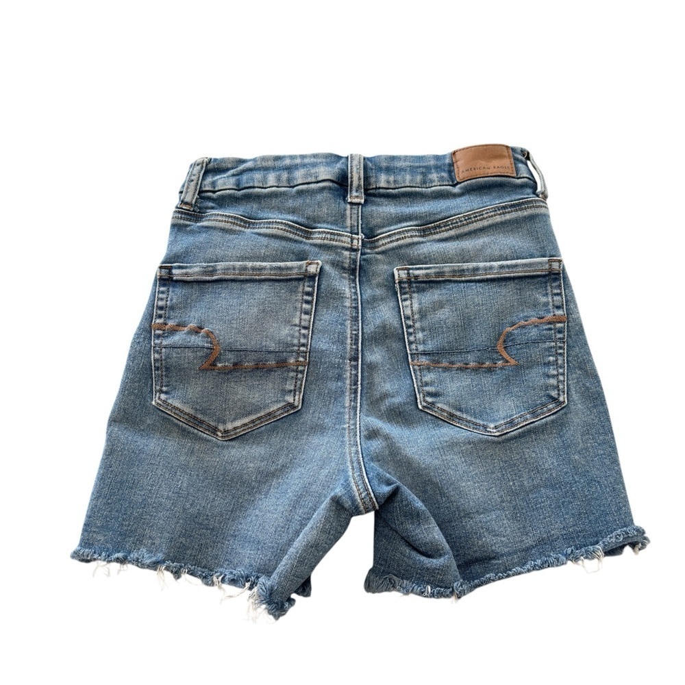 American Eagle Curvy Hi Rise Shortie Shorts Size 4 Next Level Stretch Distressed - Picture 5 of 13